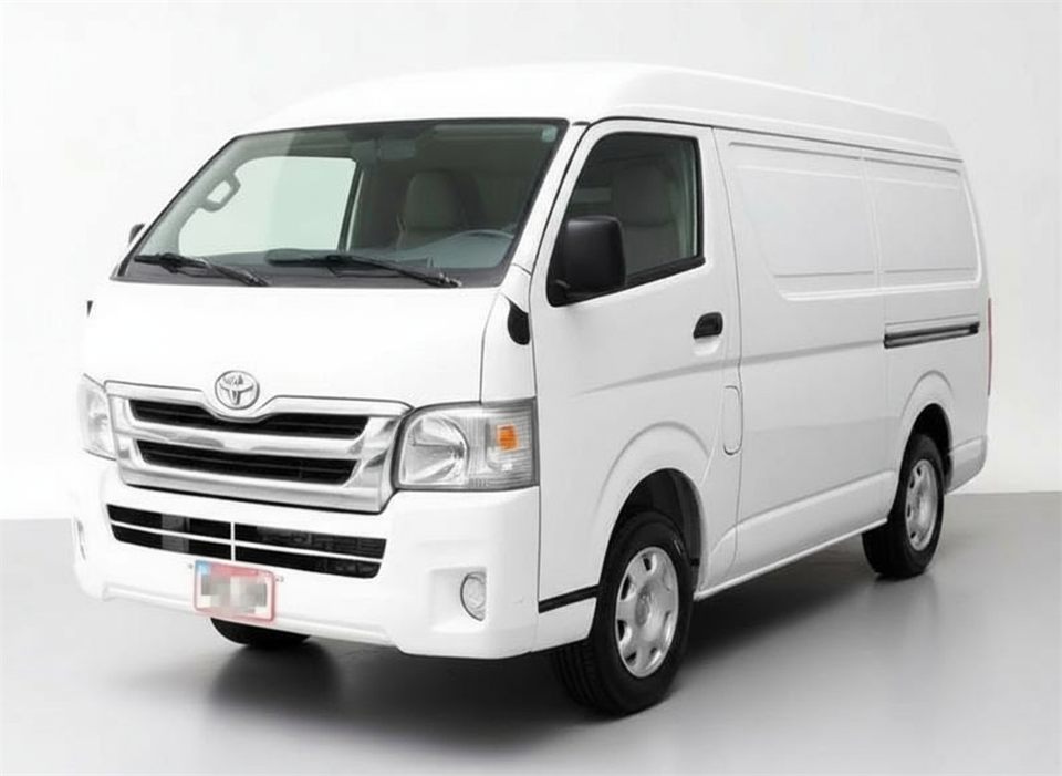 White Toyota Hiace delivery van